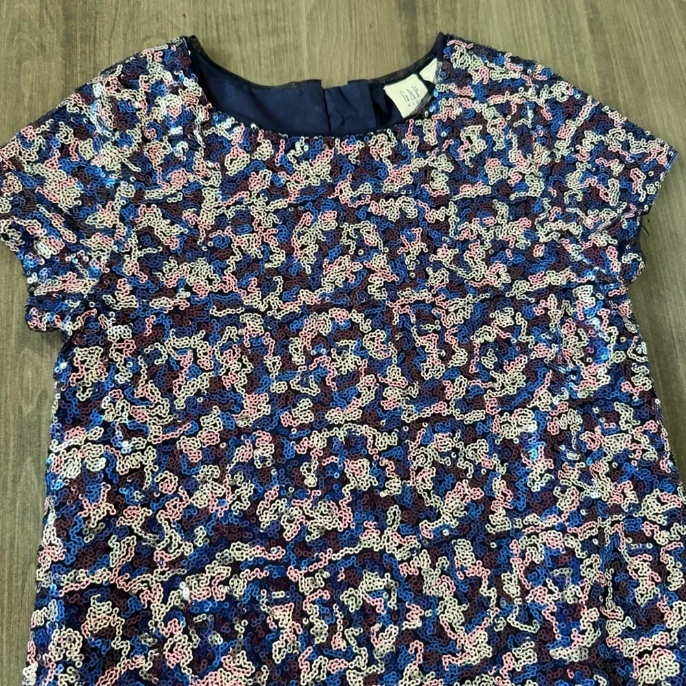 Gap girls multicolored sequins short sleeve party dress size S 6/7
